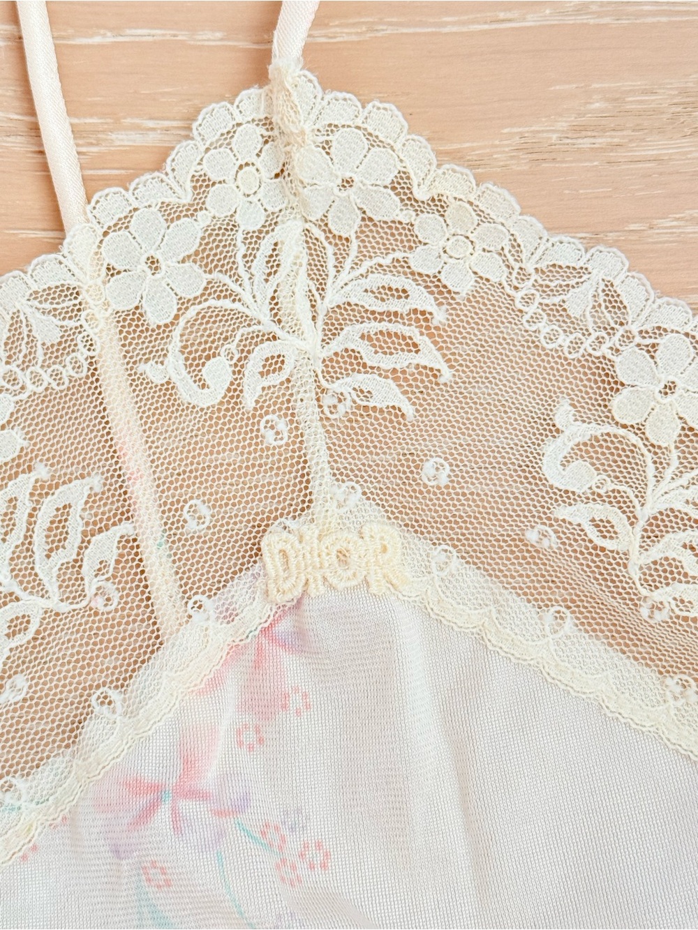Vintage Christian Dior Intimates Floral Lace Camisole Top